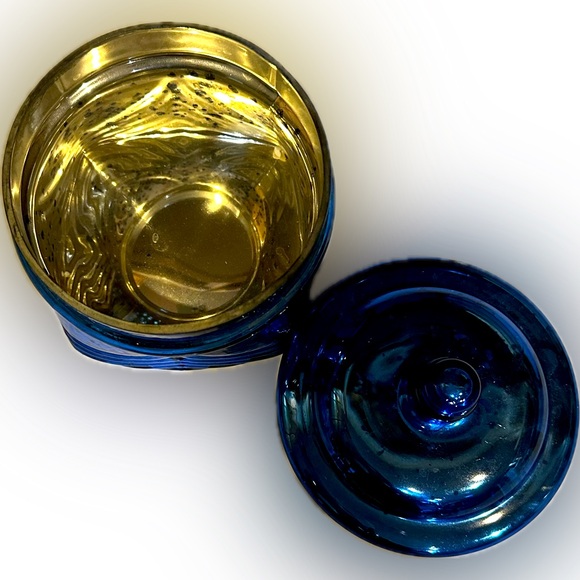 APOTHECARY MERCURY GLASS COBALT BLUE DECORATIVE BOX 6.25”x 4.75” CRACKER BARREL - Picture 4 of 8